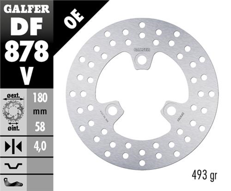 DISCO FRENO MOTO GALFER KYMCO 180X58.5  4 MM 3T ( NG 1011)